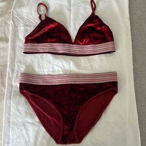 Red Velvet Bralette and Panty Set